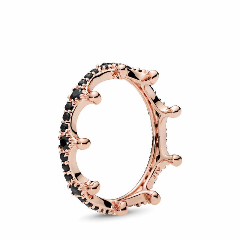 Pandora Rose™ Enchanted Crown Stackable Ring - Pandora Rose/Black/Crystal - Canada | UQ6954PH